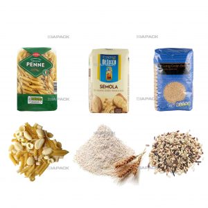 Qese automatike me fund të sheshtë që formon ambalazh etiketimi mbushës për drithërat